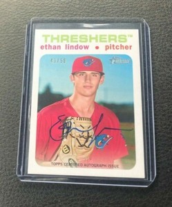 2020 Topps Heritage Minor League ETHAN LINDOW REAL ONE AUTO WHITE BORDER 43/50