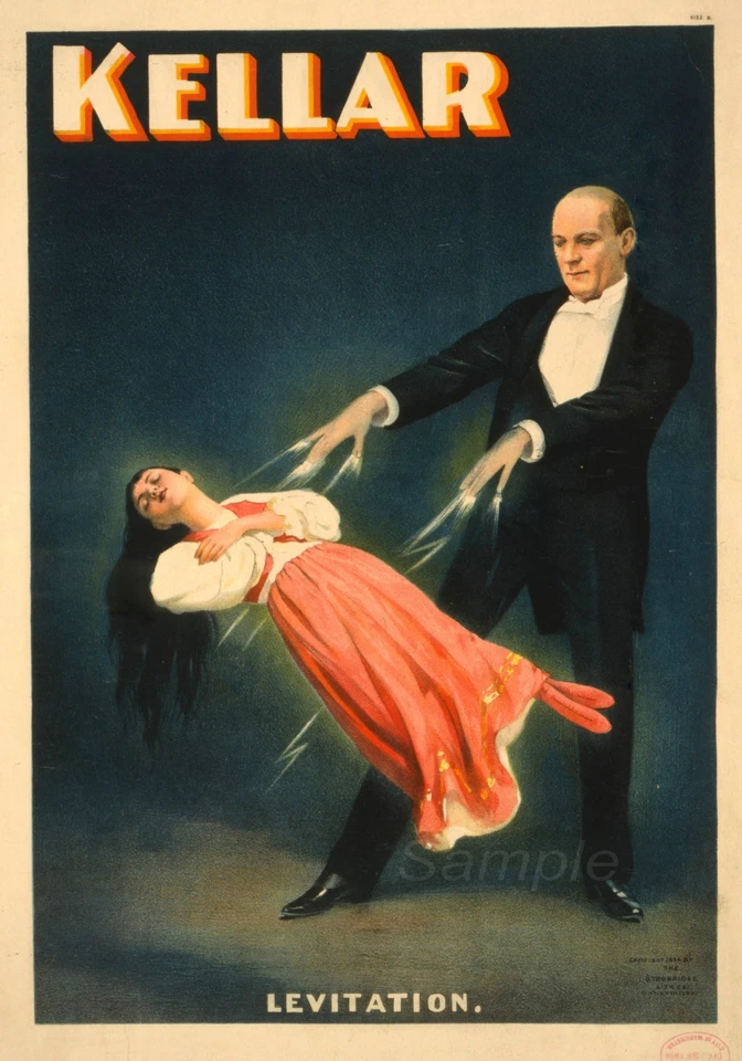 VINTAGE KELLAR LEVITATION MAGIC A4 POSTER PRINT - Image 1 of 1