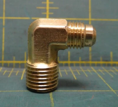 3/8" Male JIC Flare X 1/4" Male NPT 90° Degree Brass Elbow Pipe Fitting Adapter - Image 1 of 4