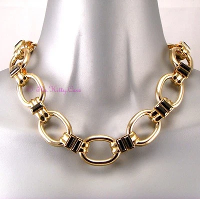 Grueso Cuello de Gargantilla de Cadena de Cristal de Oro Pesado de 2 Tonos Oro Foto 1 de 4