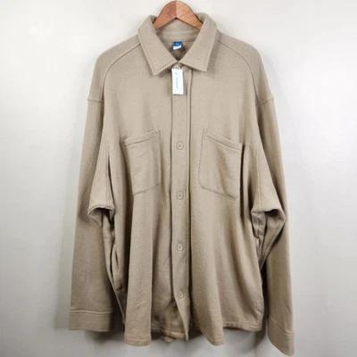 NUEVA Antigua Chaqueta de Vellón Azul Marino Para Hombres Manga Larga 4 Bolsillos Botones Frontales XXL Foto 1 de 4