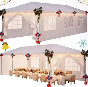 10x10ft White Party Tent with Windows & Mosquito Netting for Outdoor Events - Picture 1 of 7