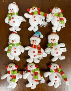 9 Plush Snowman Picks Felt With Scarf & Hat 4-5” Wreath Attachments~Ornaments - Picture 1 of 17
