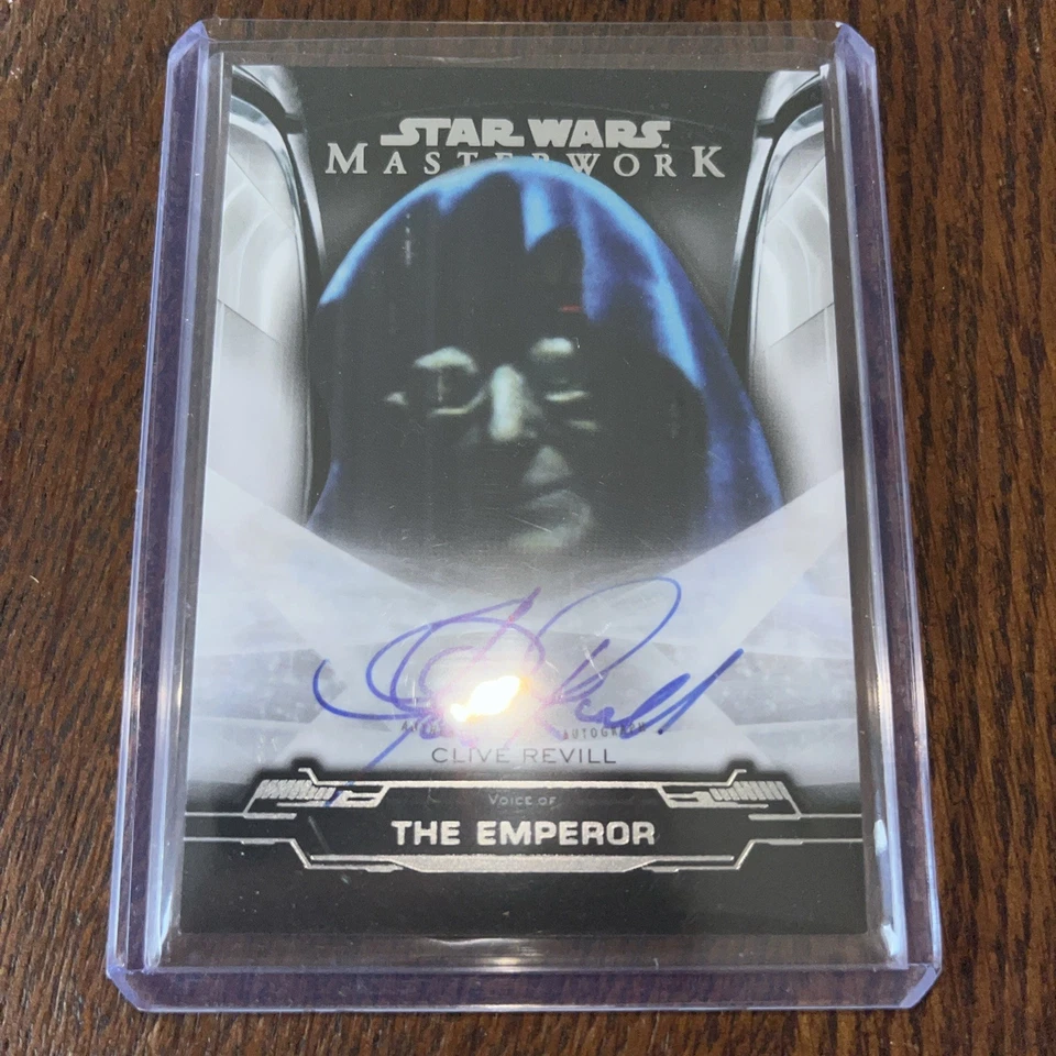 Cartão comercial Clive Revill assinado Topps Star Wars obra-prima Imperador Palpatine - Imagem 1 de 3