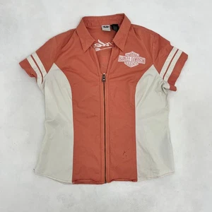 Harley Davidson Damen Größe 2X-Large Shirt Rosa Kurzarm Full Zip - Bild 1 von 15