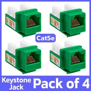 Paquete de 4 conectores de red Cat5e Keystone Jack verde Ethernet Jack acoplador RJ45 - Imagen 1 de 6