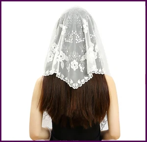 Mantilla Spitzenschleier für Kirche Spanisch Latein Messe Christlich Katholisch Schleier - Bild 1 von 26