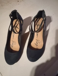Blue Suede American Rag CIE Amiley Women's Ankle Strap Wedges Shoes Size 7M - Picture 1 of 5