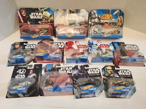 Star Wars Hot Wheels Character Cars 2-Pack Original, Rogue One, Last Jedi Lot - Picture 1 of 3