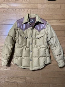 Sugar Cane Down Jacket Leather Shoulder Patch Beige S Casual Japan Made - Picture 1 of 4