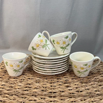 Metlox Poppytrail Margarita Esculpida 4 Tazas y Platillos De Colección Años 70 Foto 1 de 4