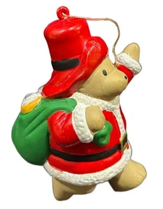 Vtg 1998 Paddington Bear Christmas Ornament Kurt AdIer Santa Suit Plastic 3.5" - Picture 1 of 9