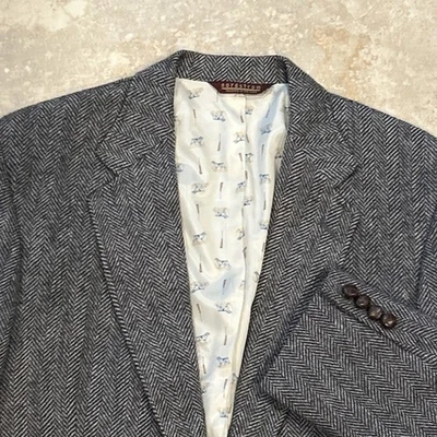 Blazer Vintage Nordstrom Hombres 46R Gris Lana Espiga Deportes Abrigo Chaqueta Preppy Foto 1 de 4