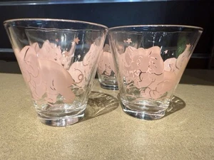 Vintage Hazel Atlas Say When Pink Elephant 3” Glasses Set Of 4 - Picture 1 of 8