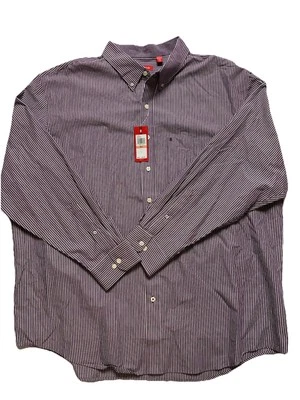 IZOD мужской 3XLT 3TGL фиолетовый белый в тонкую полоску длинным рукавом рубашка на пуговицах новый - Изображение 1 из 4