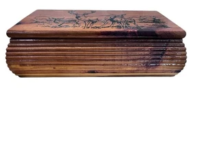 Vintage Zedernholz Schmuck Andenken Box Elchkopf Lake Maine 9x5x3 - Bild 1 von 11