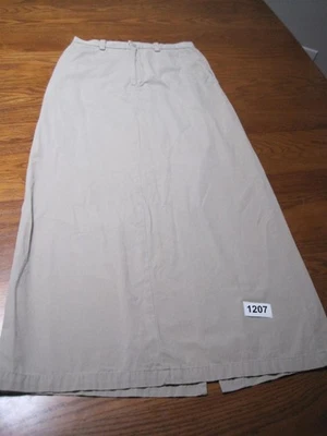 复古 Eddie Bauer 裙子 10 码高卡其色长裙 100% 棉口袋腰带环 — 第 1/4 张图片