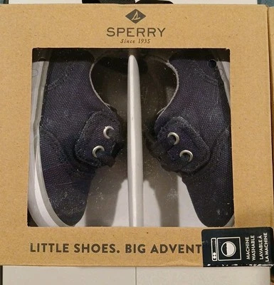 NUEVO BEBÉ NIÑO SPERRY AZUL MARINO CASUAL ZAPATOS DE CUNA SPINNAKER TALLA 2 Foto 1 de 4