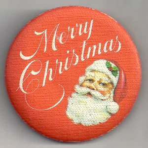 Strukturierte Oberfläche Frohe Weihnachten SANTA CLAUS Pin Pinback Holiday Button - Bild 1 von 2