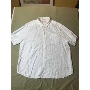 Camisa de playa Tommy Bahama Relax para hombre 3XL blanca manga corta abotonada de lino C - Imagen 1 de 6