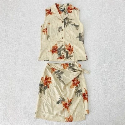 Conjunto de top y falda Tommy Bahama 100 % seda tropical sin mangas Foto 1 de 3