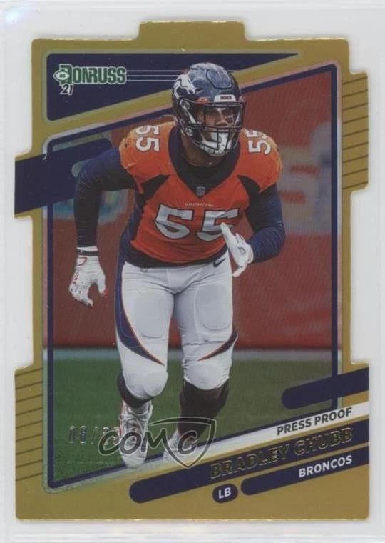 2021 Panini Donruss Press Proof Gold Die-Cut /25 Bradley Chubb #182 - Image 1 of 2