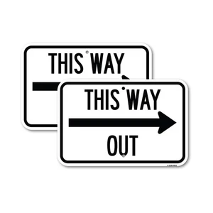 This Way Out (Right Arrow) Heavy Gauge Aluminum Parking Sign - Picture 1 of 10