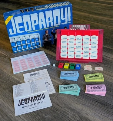 Vintage 1986 "Jeopardy" TV Show Trivia Board Game - All Pieces & Sheets - Image 1 of 4