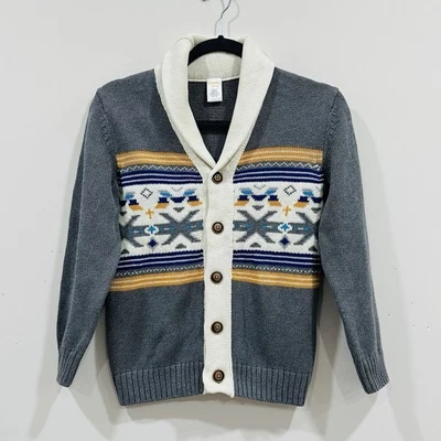 Cárdigan Suéter Gymboree Niño Fair Isle Gris Tejido M (7-8) Foto 1 de 4