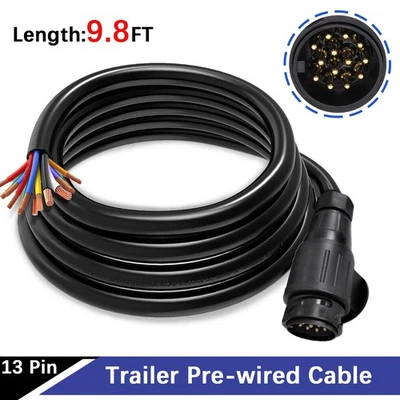 13 Pin Plug Pre-Wired for Trailer Caravans 3 Metres Cable Extension Connector UK - Image 1 of 4
