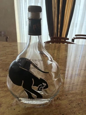 Meukow VS cognac 750ml EMPTY black panther bottle w/cap - Image 1 of 4