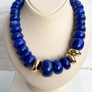 Perlenkette Lapislazuli 18k 750 Gelbgold 50 cm Damenschmuck - Bild 1 von 4