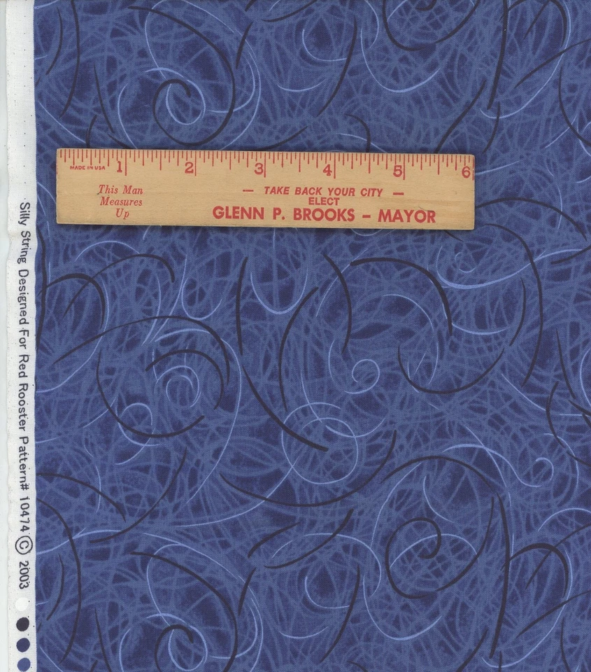 OOP Blue Silly String for Red Rooster #10474 Cotton Fabric 31" x 44" - Image 1 of 1