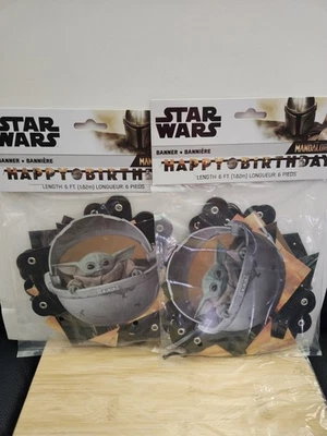 2件装-6英尺星球大战曼达洛人儿童宝贝尤达生日快乐横幅 — 第 1/3 张图片