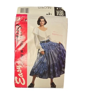 Vintage McCalls Pattern 6914 Womens Ruffled Blouse & Tiered Skirt Size B 8-10 - Picture 1 of 5