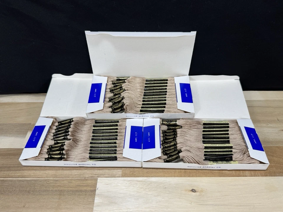 ✅3 Boxes ✅NEW ✅DMC 25 EMBROIDERY FLOSS ✅MOULINE ✅FRANCE ✅100% COTTON ✅#3864 ✅Tan - Image 1 of 4