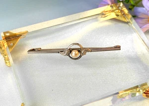 Brooch Safety Pin Art Deco Bar Brooch Plastic Pearl Vintage - Picture 1 of 4