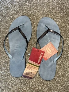 NWT Havaianas Women's Dark Gray Flip Flop Sandals 9/10W - Picture 1 of 4