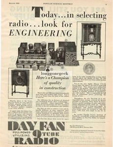 1929 Day Fan 9 tube radio Vintage Print Ad - Picture 1 of 1