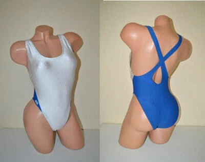 *NEU* Blau/weißer Ripped Shiny Glanz NOS Body/Badeanzug von Grigo, Gr. M 38 40 - Bild 1 von 4