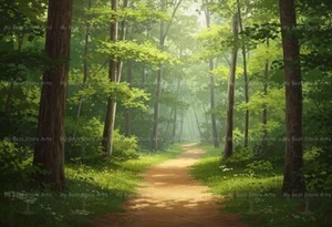 IMPRESIÓN ARTÍSTICA DE SENDERO FORESTAL, decoración de la naturaleza Cottagecore, póster de paisaje al aire libre de árboles - Imagen 1 de 2