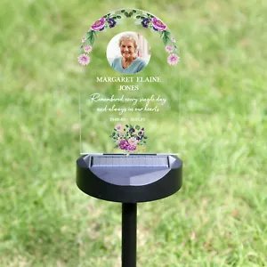 Marcatore tomba memoriale illuminato solare personalizzato, la tua foto, lapide, placca - Foto 1 di 4