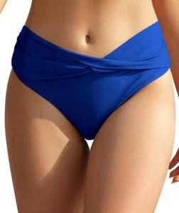 SHEKINI Women's Bikini Bottom Twist Front Cheeky Swimsuit Ruched Bottoms-Large - Picture 1 of 6