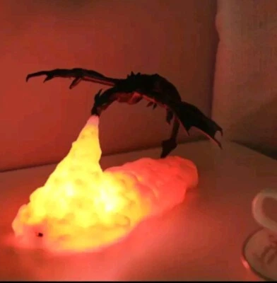 Impreso en 3D USB LED Respiración de Fuego Dragón Lámparas de Noche Decoración del Hogar Regalo Niños Foto 1 de 3