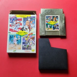 Nintendo NES Quattro Sports  4 in 1 Game w/Box No Manual Baseball Soccer Tennis - Picture 1 of 18