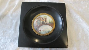 Antique Signed Guardi Miniature Painting Blackened Wooden Frame Napoleon III - Picture 1 of 8