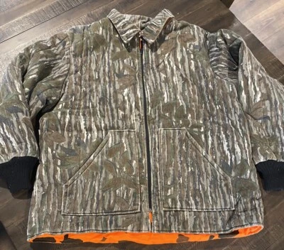 Vintage Walls Made In USA Real Tree Camo Reversible Orange Zipper Hunting Coat L - Image 1 of 4