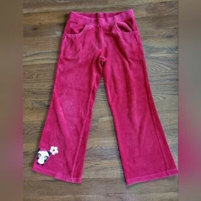 GYMBOREE OUTLET Niñas 6 Pantalones Panda Terciopelo Rojo Foto 1 de 4