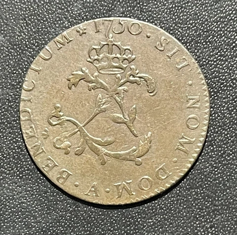 French Colonies 1750A Sous Marque Billon Coin: Paris Mint -see description Cover