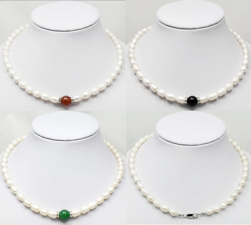 Zucht Perlen Ketten,Echte Süßwasser-Naturperlen-Kette 1 St.Neu 35-60cm P.Ø 8-9mm - Bild 1 von 1